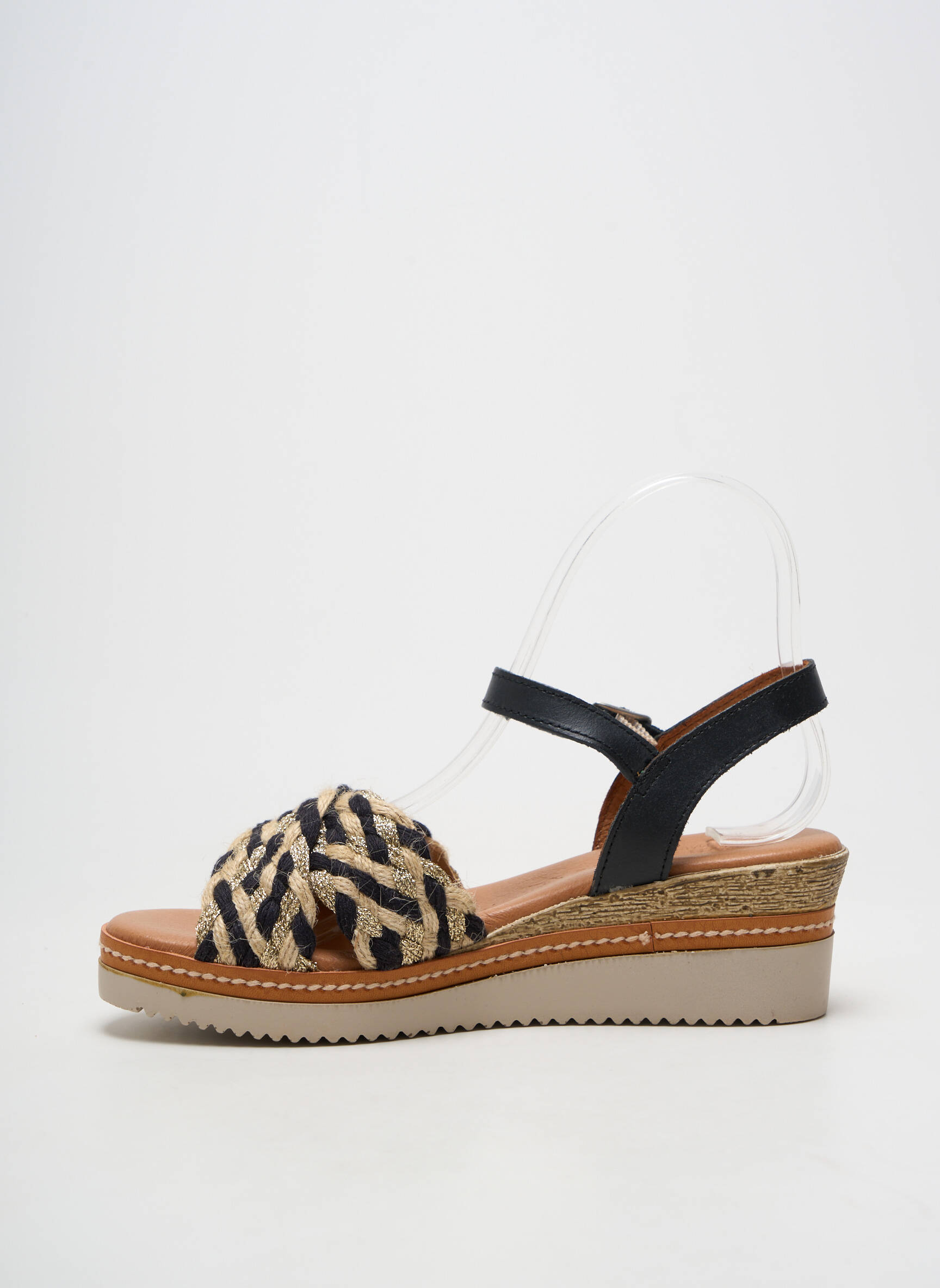 Sandale/pantofi decupați toc platformă toc de 4 la 6 cm negru EVA FRUTOS femeie