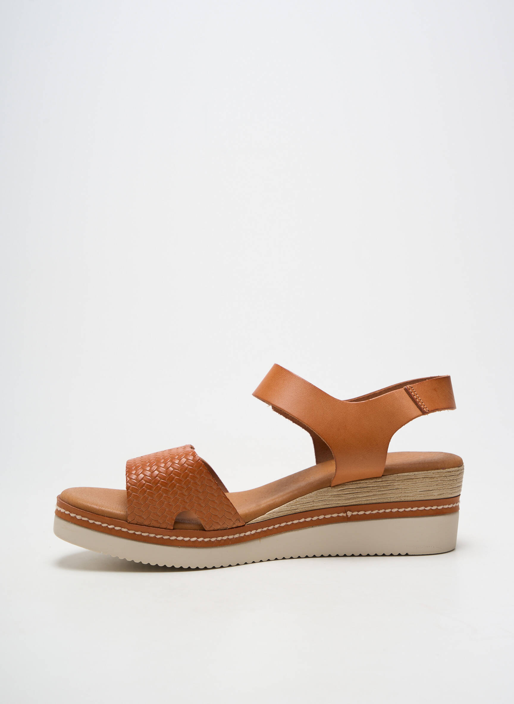 Sandale/pantofi decupați material neted toc de 4 la 6 cm maro EVA FRUTOS femeie