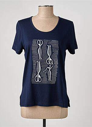 Tricou croială dreaptă mâneci scurte albastru FINETTE femeie