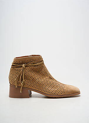 Botine/ghete material neted toc de 4 la 6 cm bej MAM'ZELLE femeie