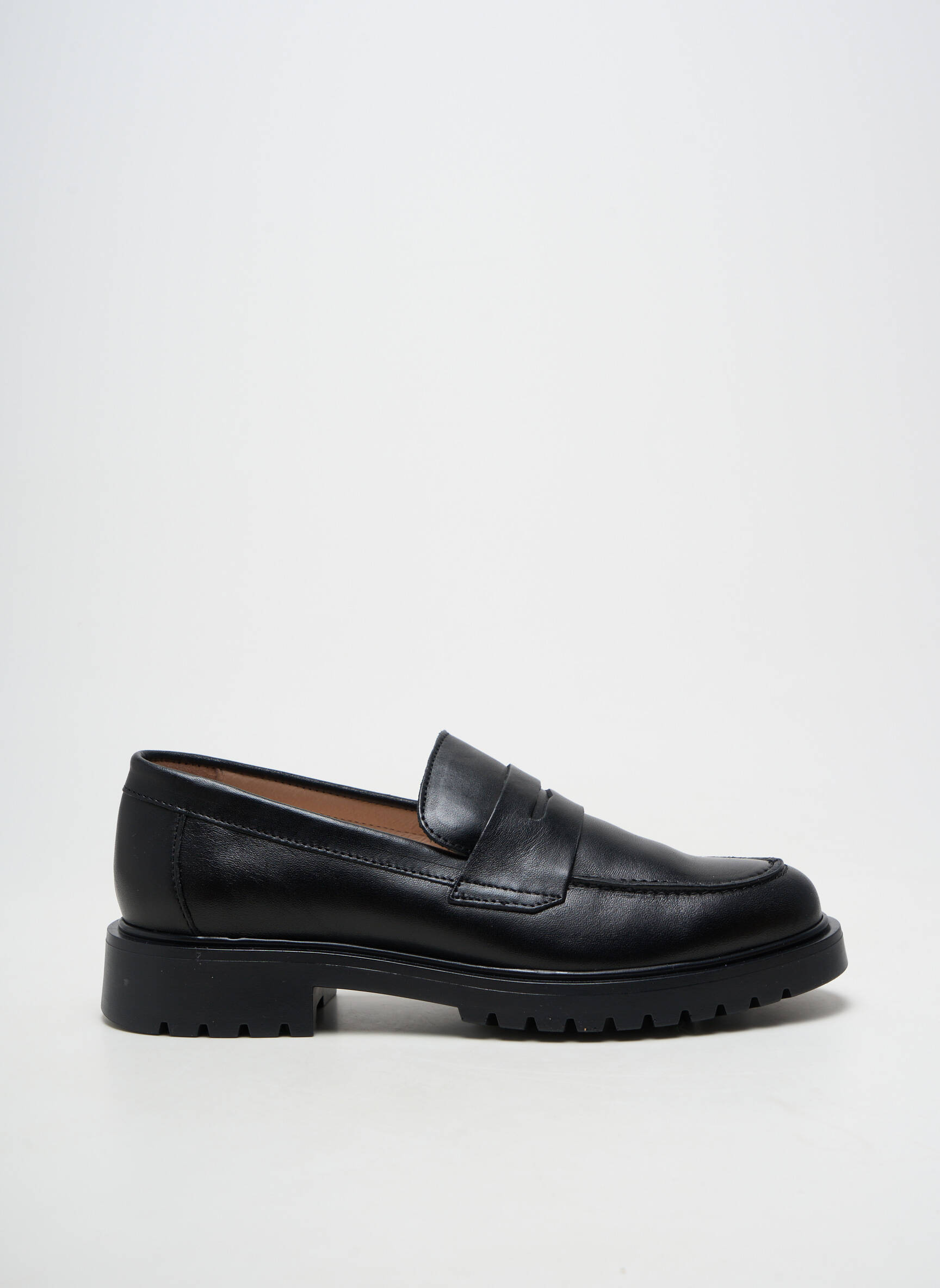 Mocasini material neted toc plat până la 3 cm negru ACEBOS femeie