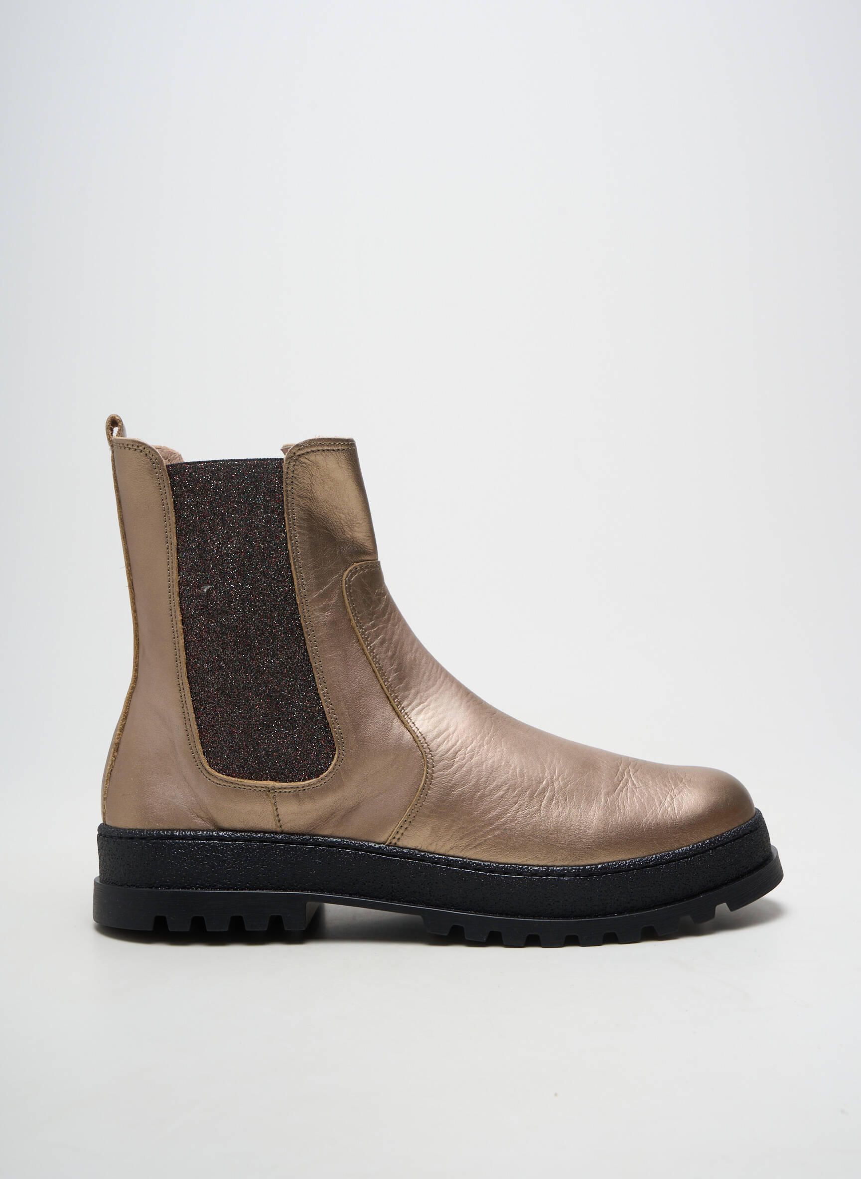 Botine/ghete material neted toc de 4 la 6 cm auriu ACEBOS femeie