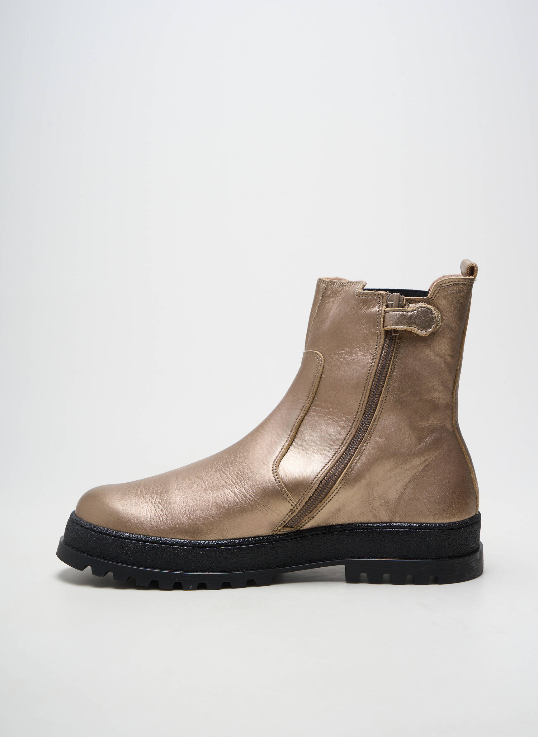 Botine/ghete material neted toc de 4 la 6 cm auriu ACEBOS femeie