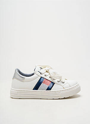 Adidași material neted vârf rotund alb TOMMY HILFIGER fată