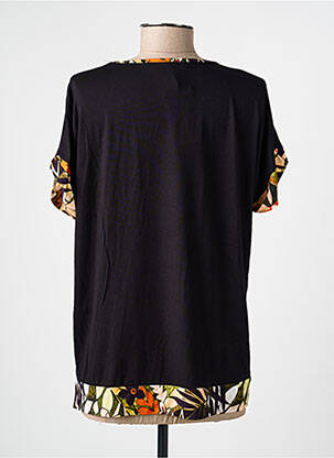 Tricou croială dreaptă mâneci scurte negru QUATRE VINGT JOURS femeie