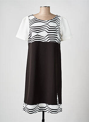 Rochie midi imprimeu fantezie mâneci scurte alb QUATRE VINGT JOURS femeie