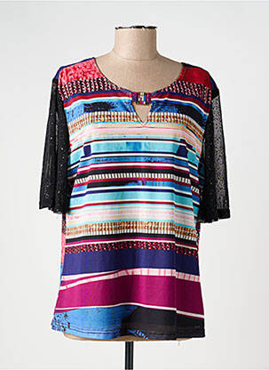 Tricou imprimeu fantezie mâneci scurte negru QUATRE VINGT JOURS femeie