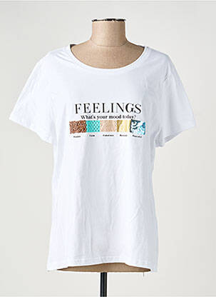 Tricou serigrafie flockată mâneci scurte alb FELINO femeie