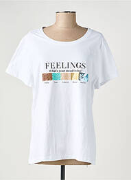 Tricou serigrafie flockată mâneci scurte alb FELINO femeie