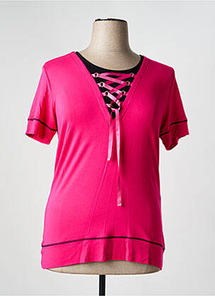 Tricou elasticitate mâneci scurte roz CLAUDE DE SAIVRE femeie