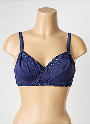 Sutien efect material satinat sutien cupe întregi cu decolteu înalt albastru TRIUMPH femeie
