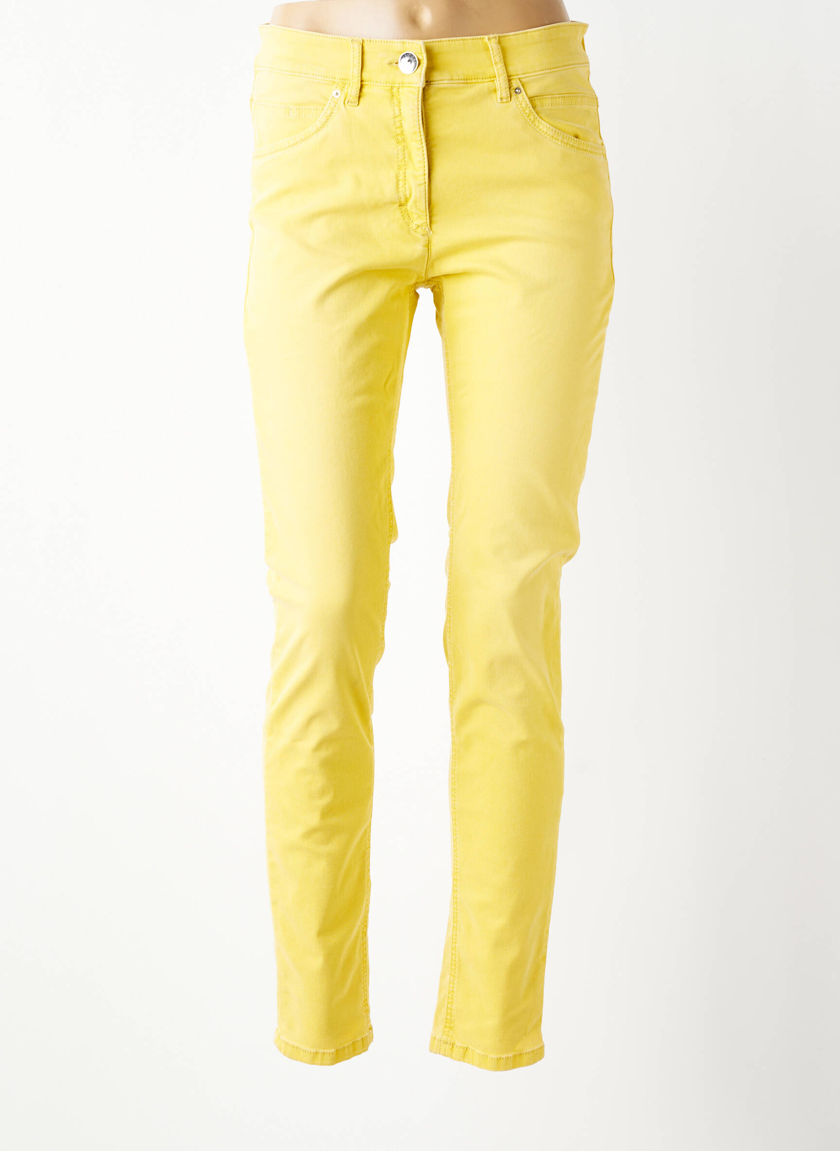 Pantalon slim țesătură poplin mărime normală galben ZERRES femeie