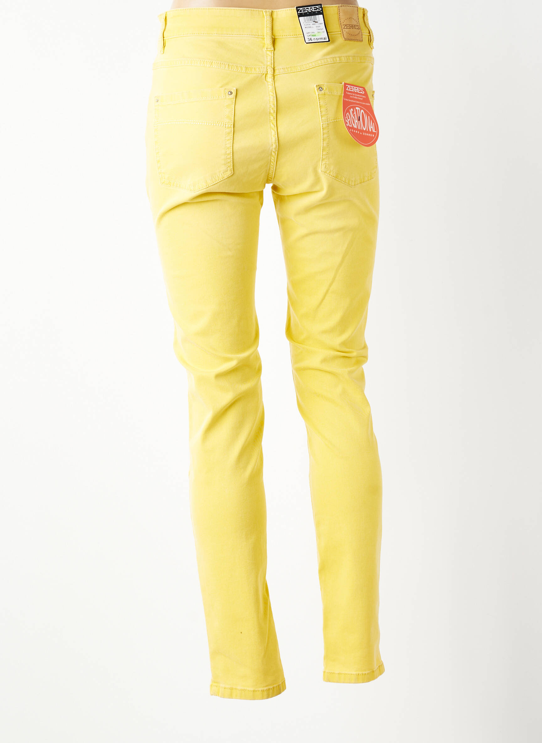 Pantalon slim țesătură poplin mărime normală galben ZERRES femeie
