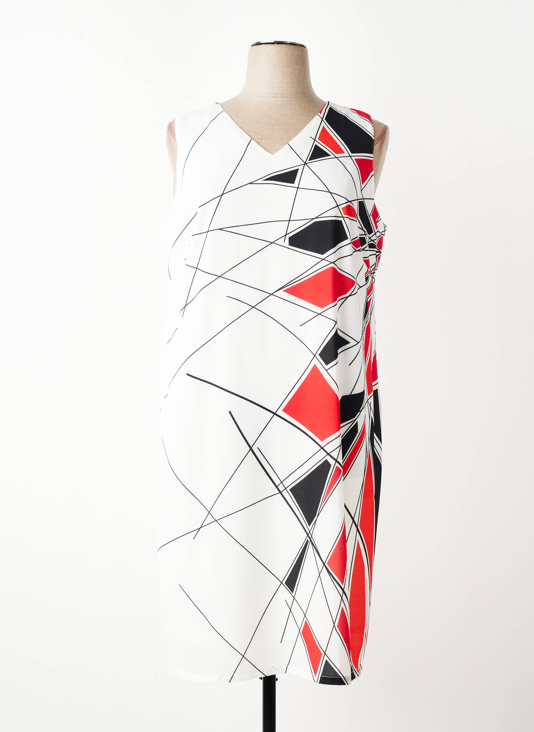 Rochie midi imprimeu fantezie fără mâneci alb MERI & ESCA femeie