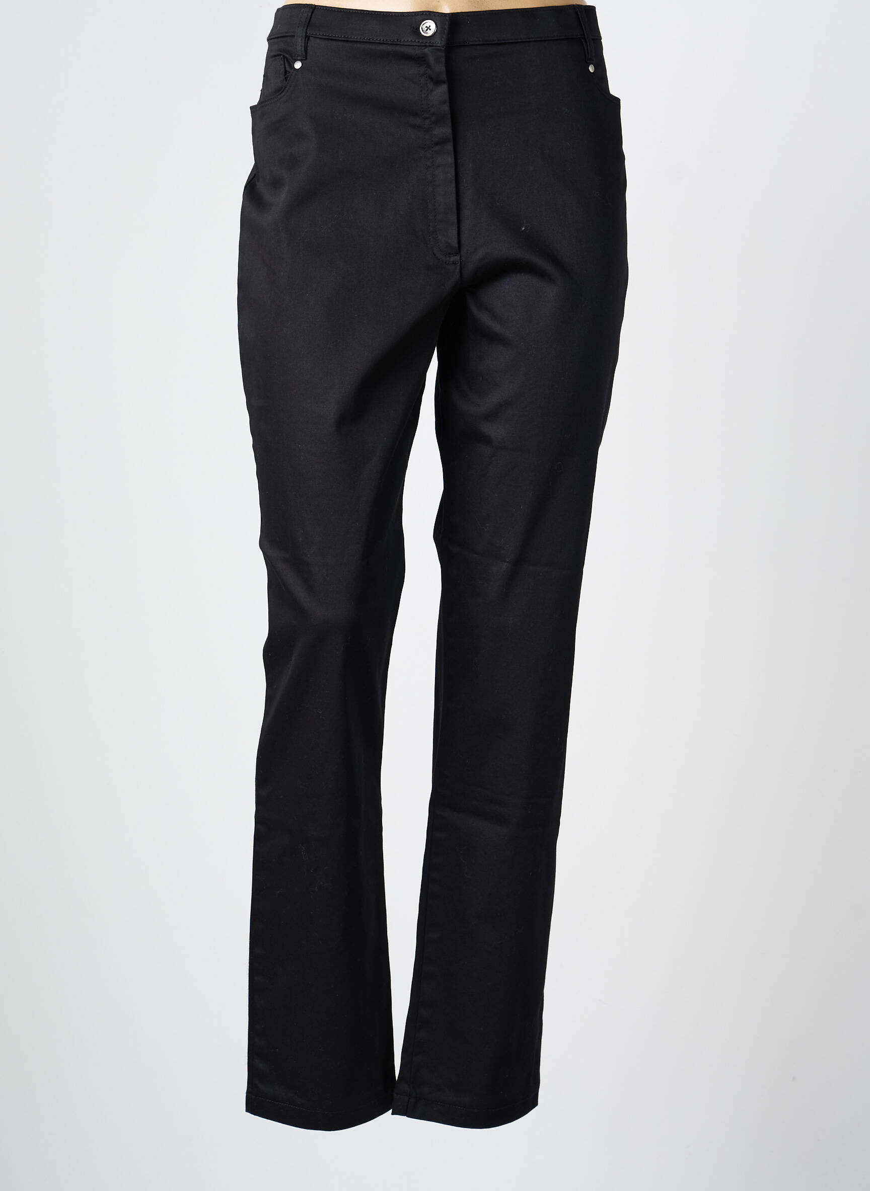 Pantalon slim țesătură poplin mărime normală negru CHRISTINE LAURE femeie