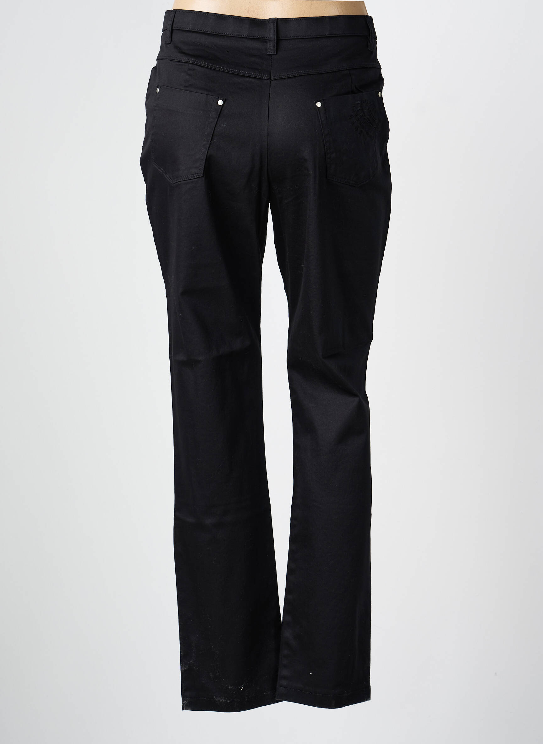 Pantalon slim țesătură poplin mărime normală negru CHRISTINE LAURE femeie