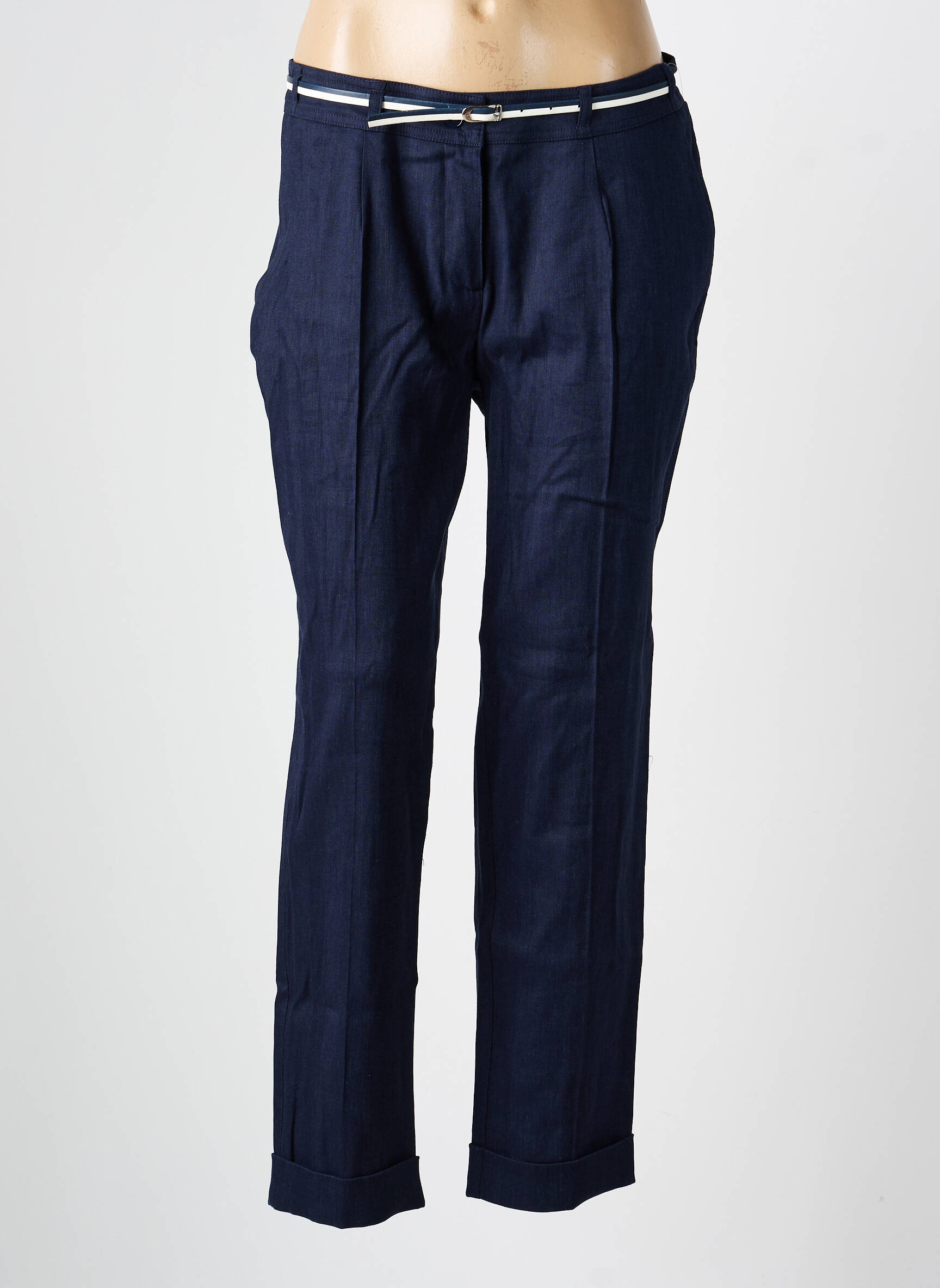 Pantalon drept țesătură crep mărime normală albastru PAUPORTÉ femeie