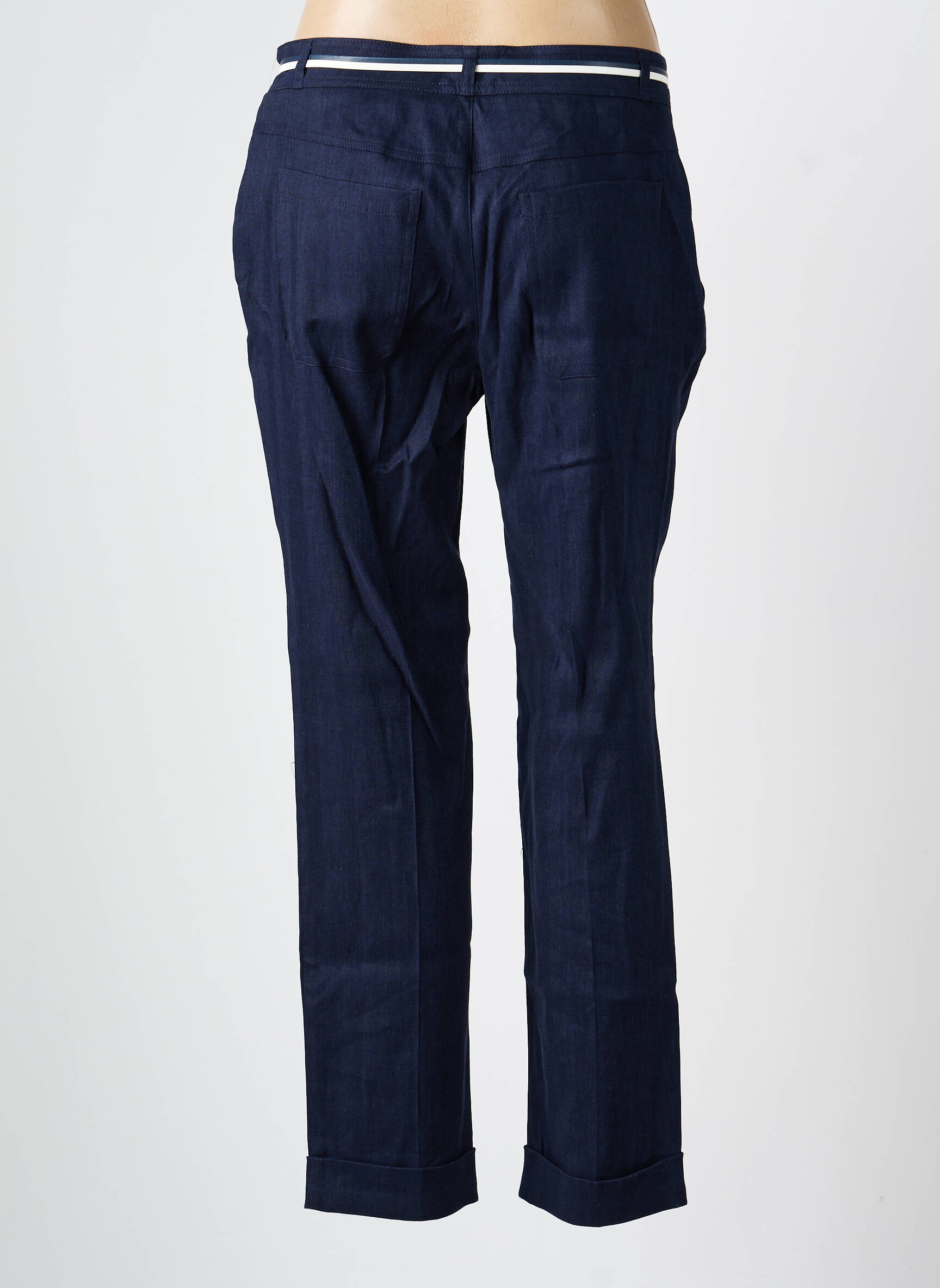 Pantalon drept țesătură crep mărime normală albastru PAUPORTÉ femeie