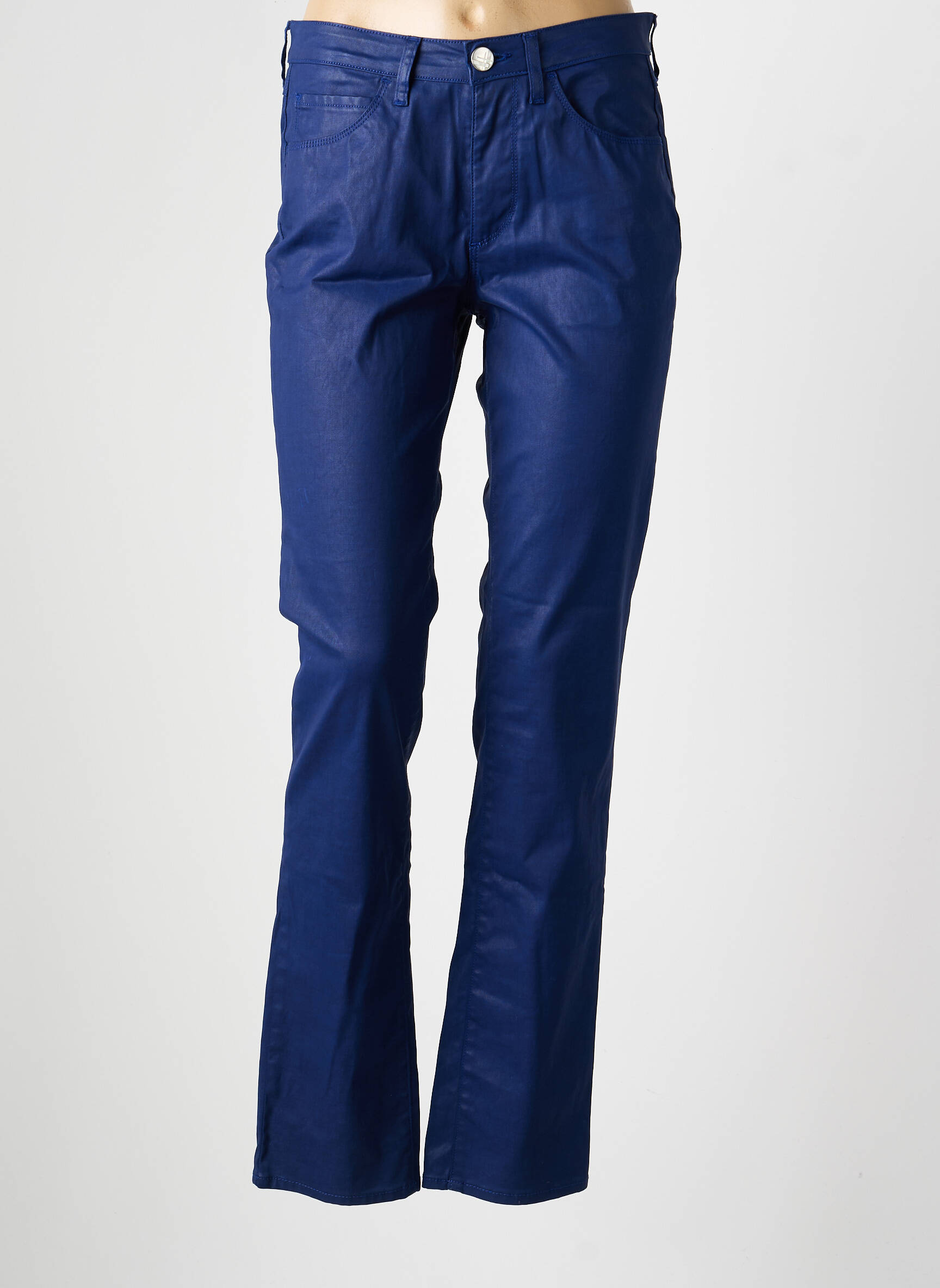 Pantalon slim țesătură acoperită mărime normală albastru KARTING femeie