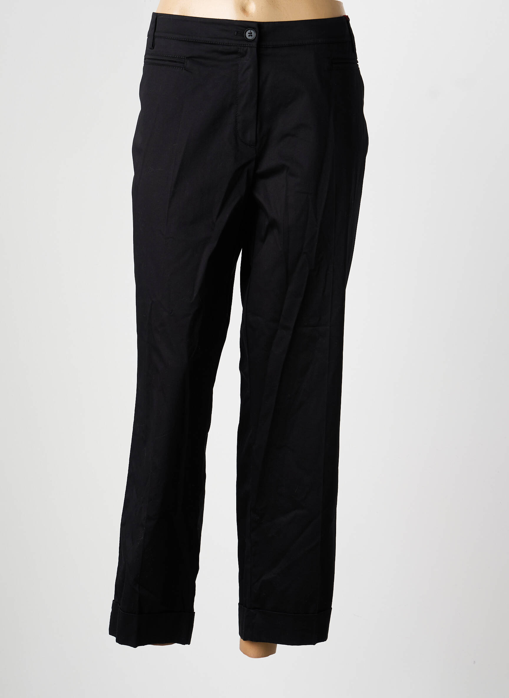Pantalon drept țesătură poplin mărime normală negru OLSEN femeie