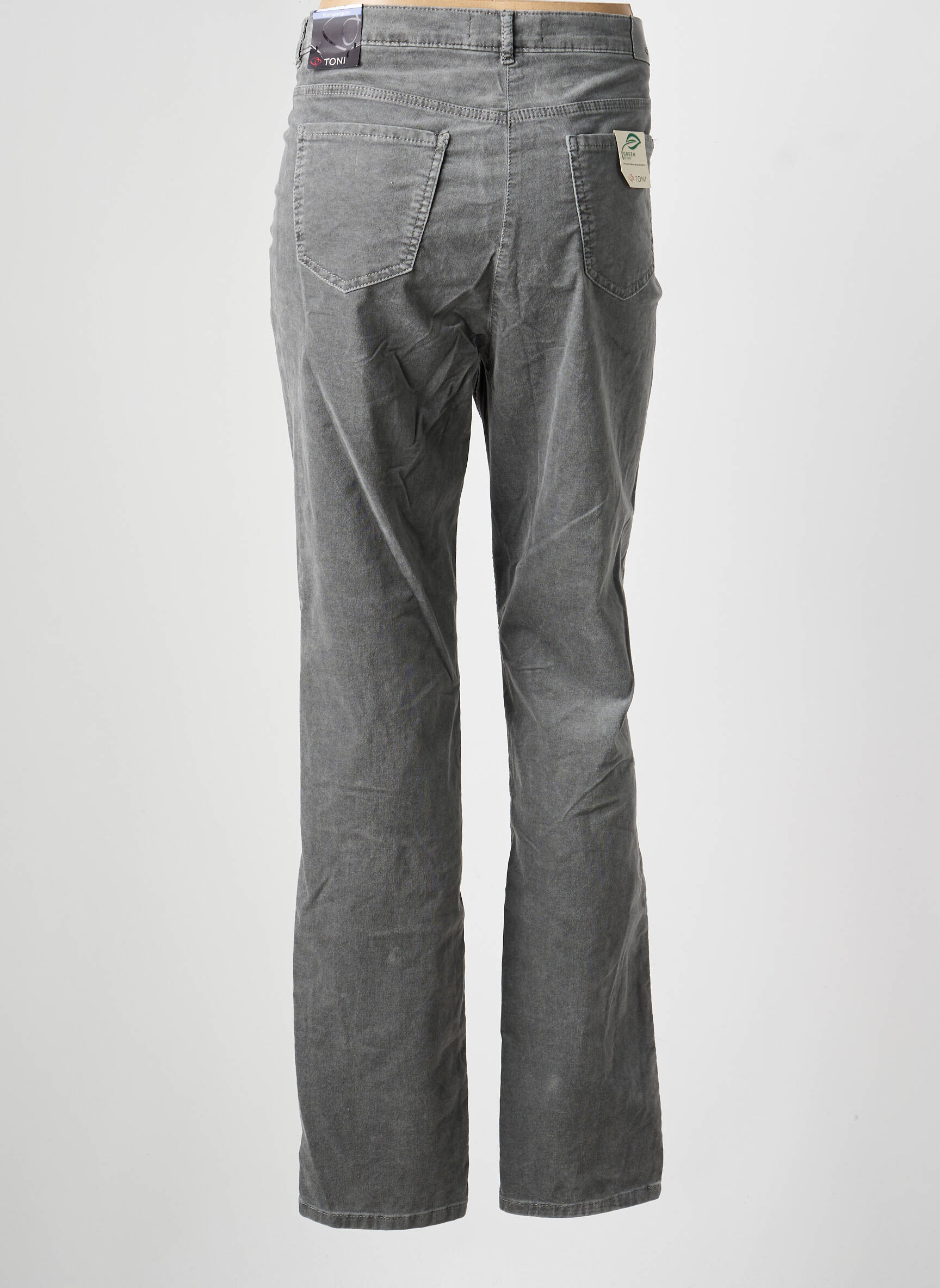 Pantalon slim țesătură poplin mărime normală gri TONI femeie