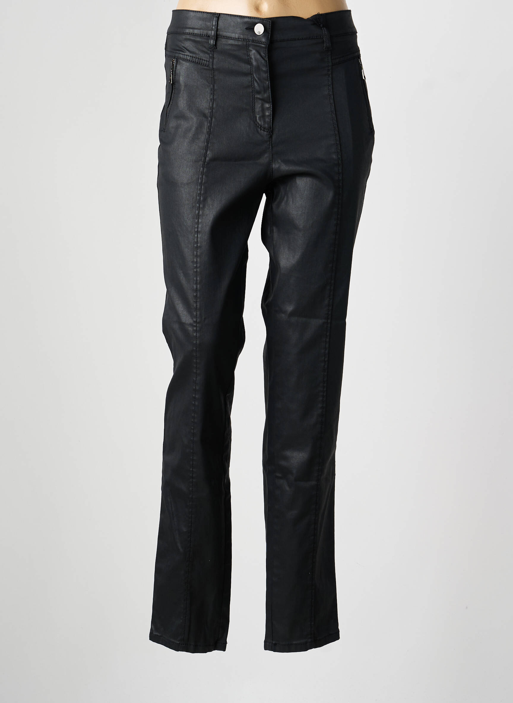 Pantalon slim țesătură acoperită mărime normală negru TONI femeie