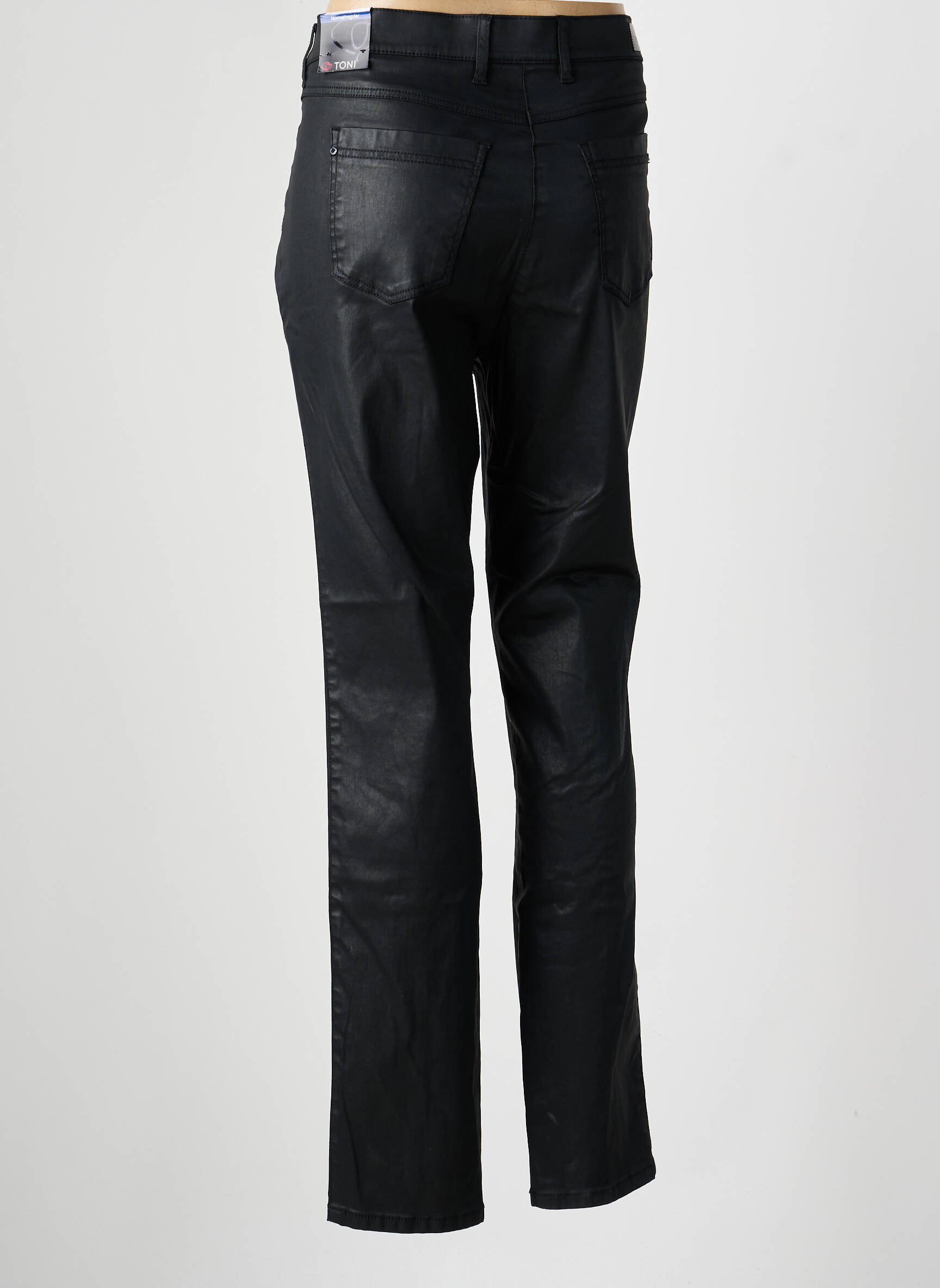 Pantalon slim țesătură acoperită mărime normală negru TONI femeie