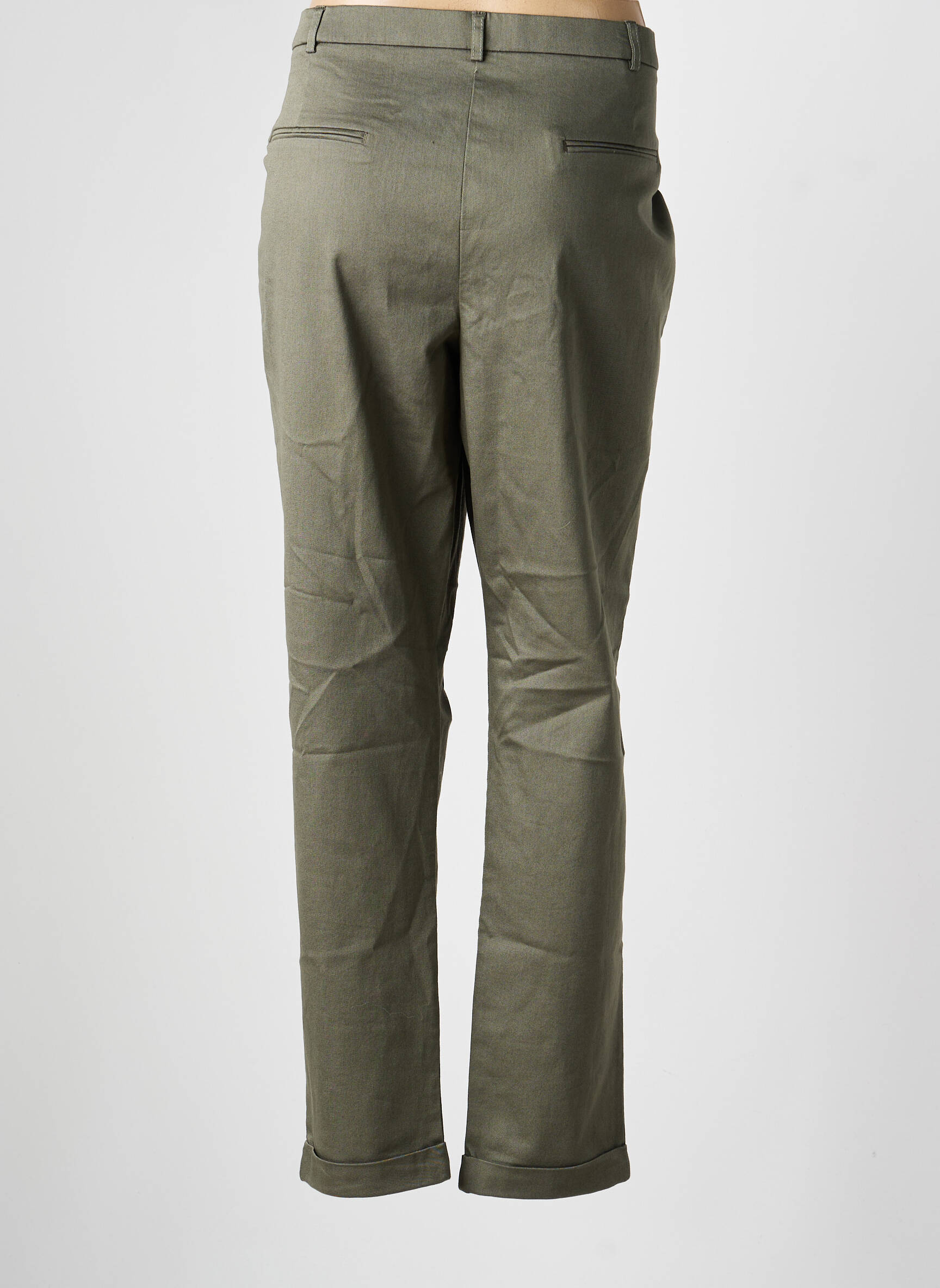 Pantalon slim talie elastică mărime normală verde CHRISTINE LAURE femeie