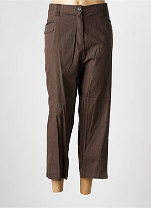 Pantalon 7/8 talie elastică mărime normală maro LEWINGER femeie