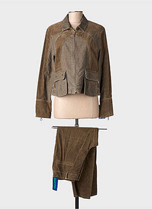 Set pantaloni guler de bluză maro QUATTRO femeie