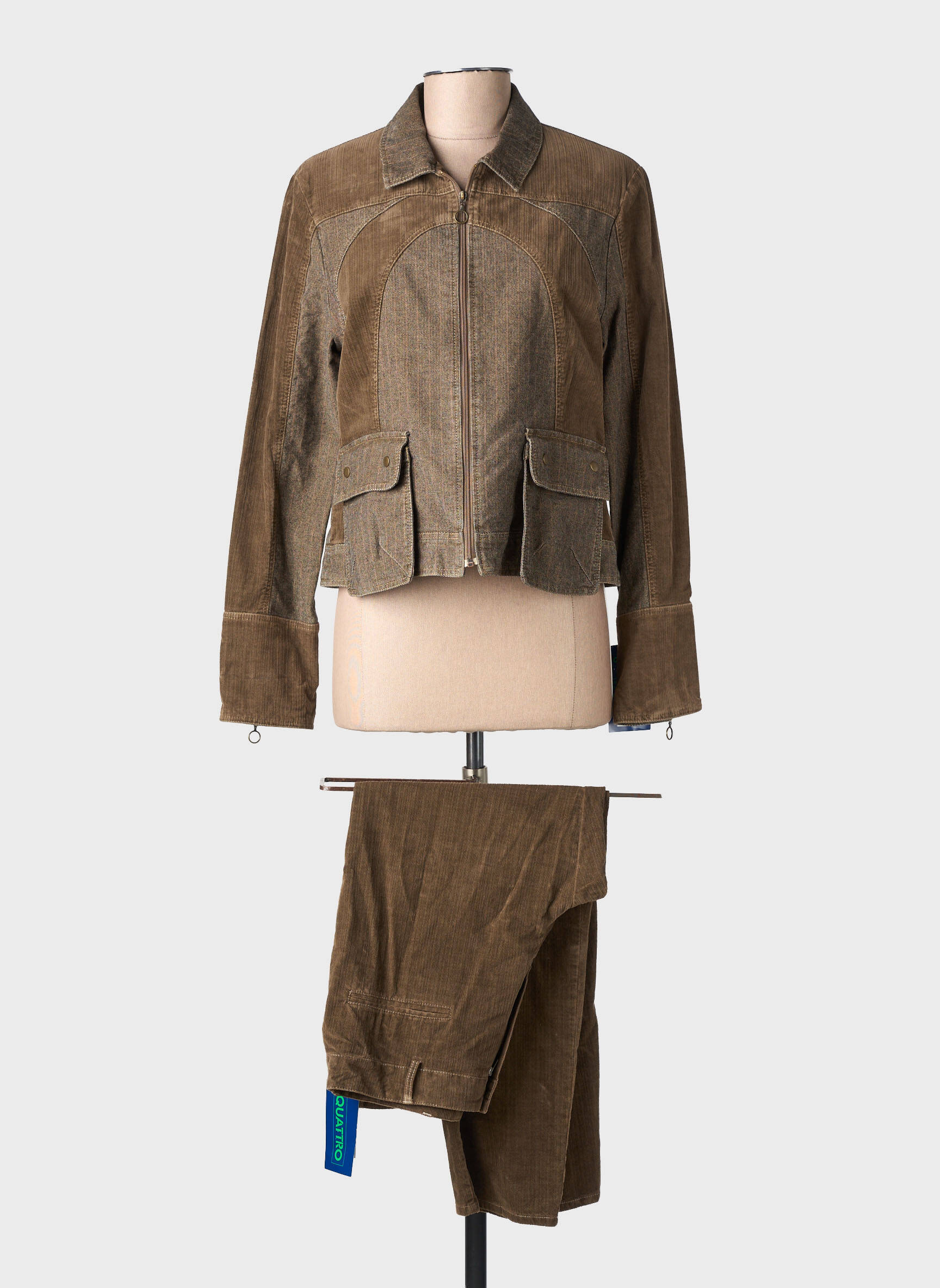 Set pantaloni guler de bluză maro QUATTRO femeie