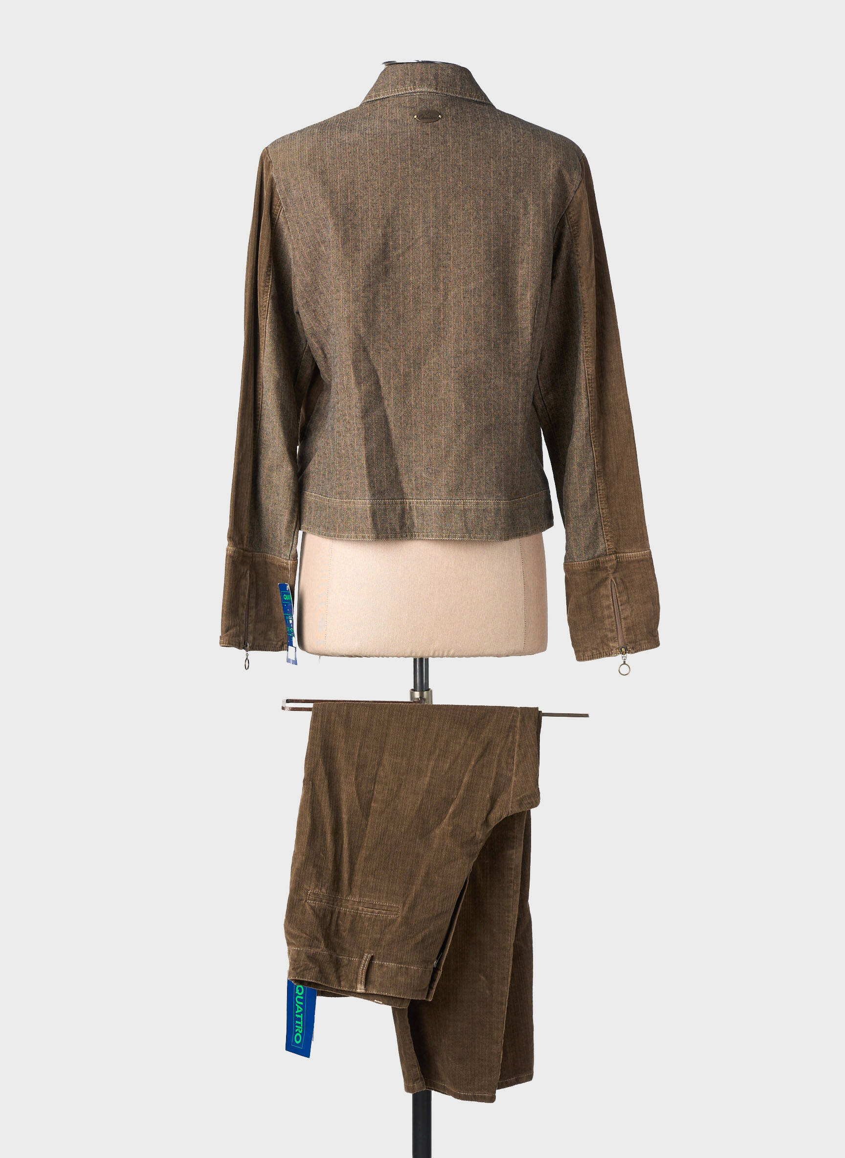 Set pantaloni guler de bluză maro QUATTRO femeie