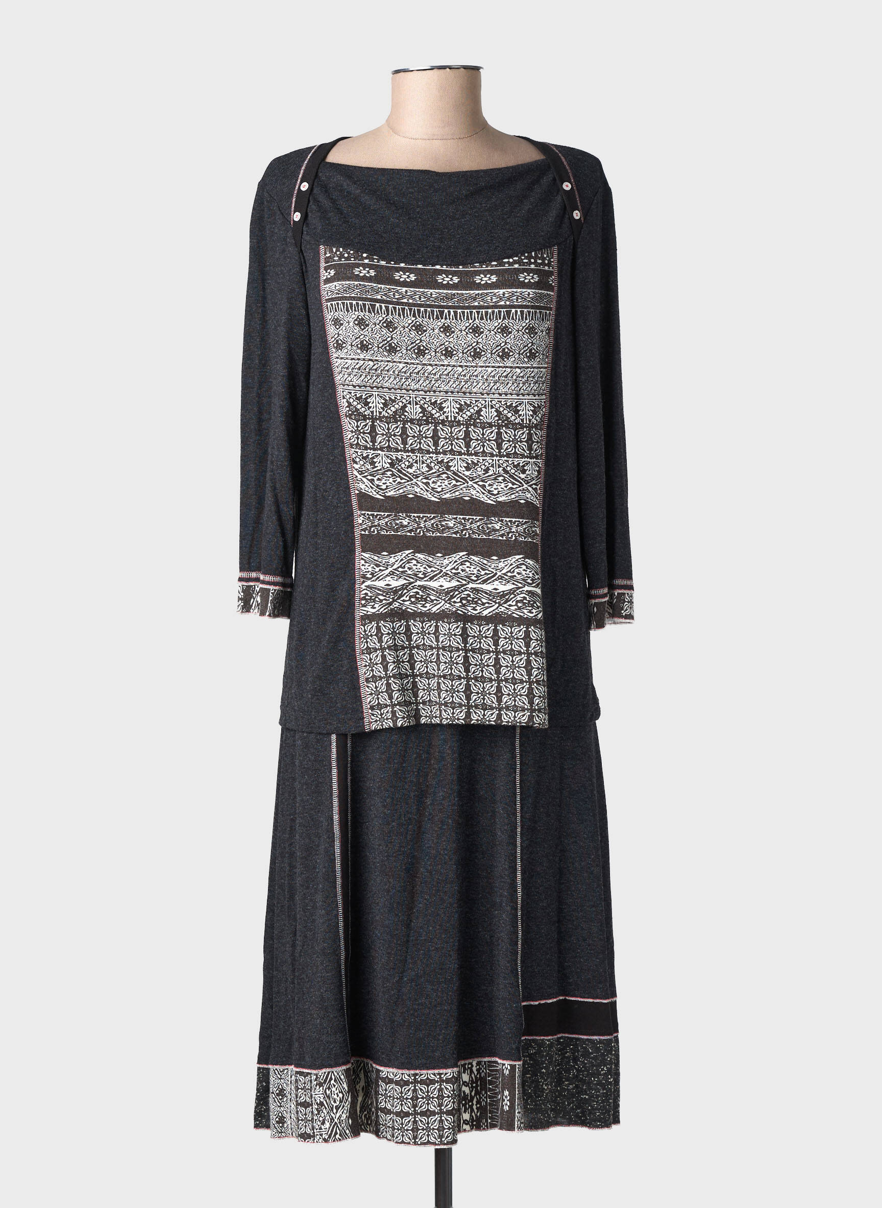 Set fustă croială cambrată negru CHRISTINE LAURE femeie