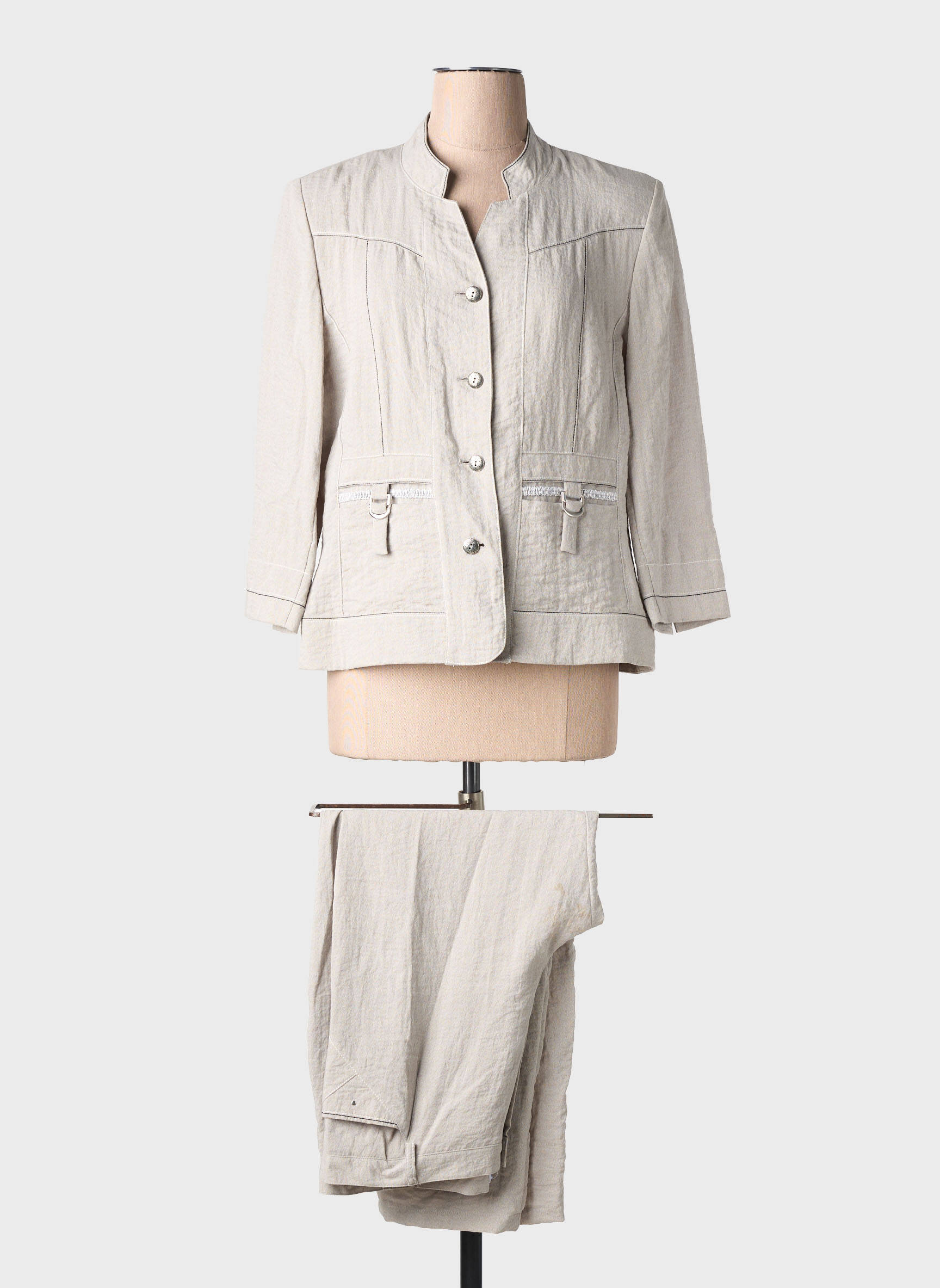 Set pantaloni croială dreaptă gri CHRISTINE LAURE femeie