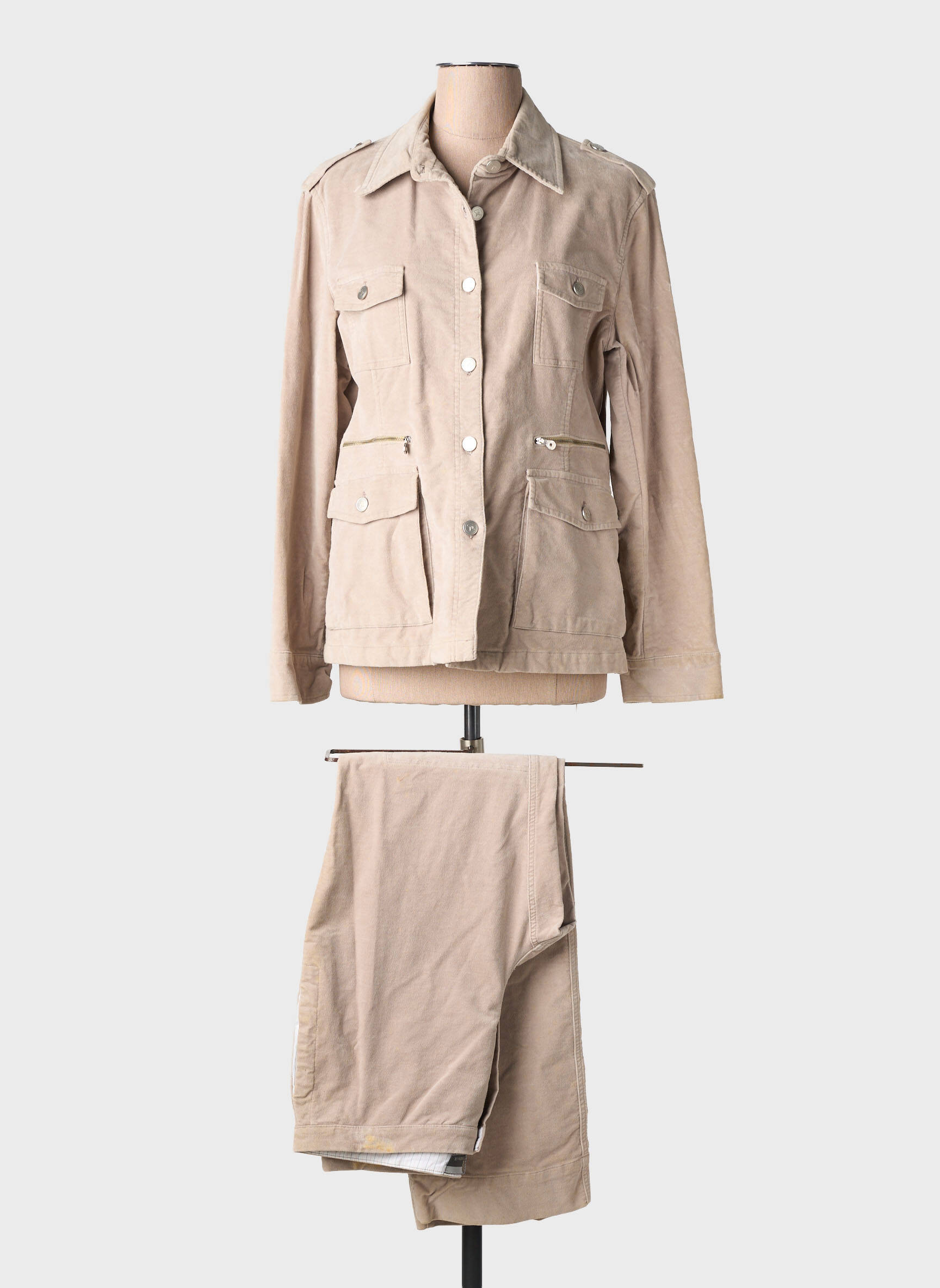Set pantaloni guler de bluză bej CLAUDIA GIL femeie