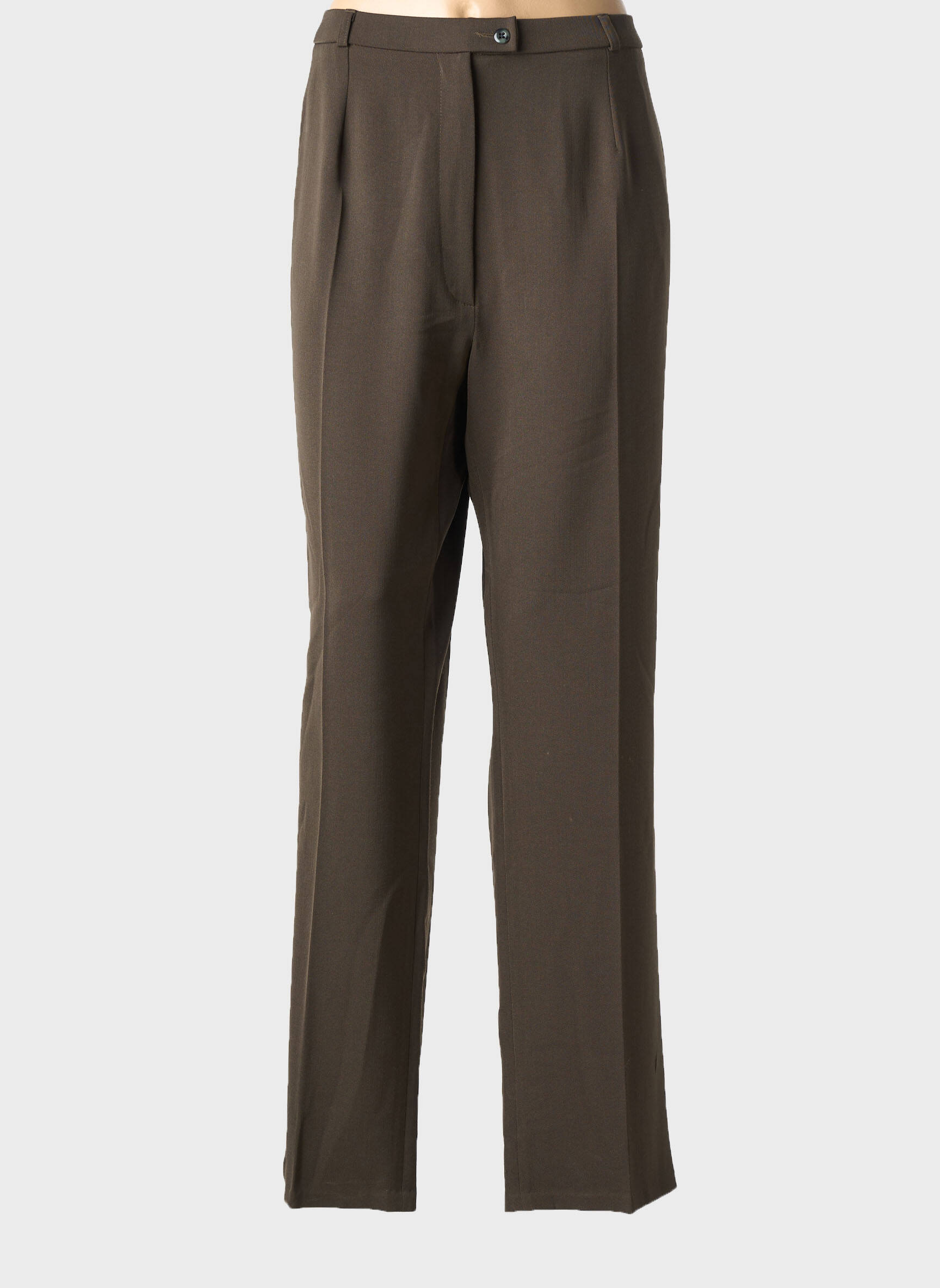 Pantalon drept talie cu cleme talie înaltă verde QUATTRO femeie