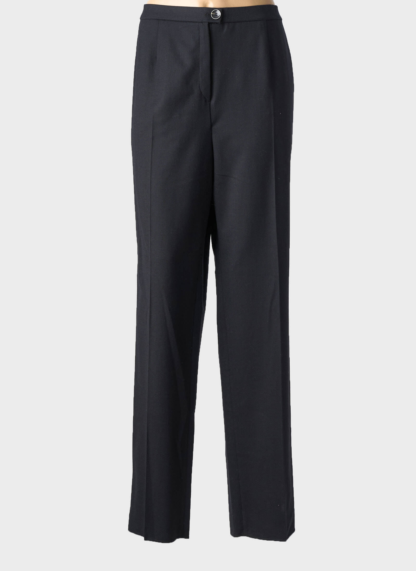 Pantalon drept talie cu cleme mărime normală negru KARTING femeie