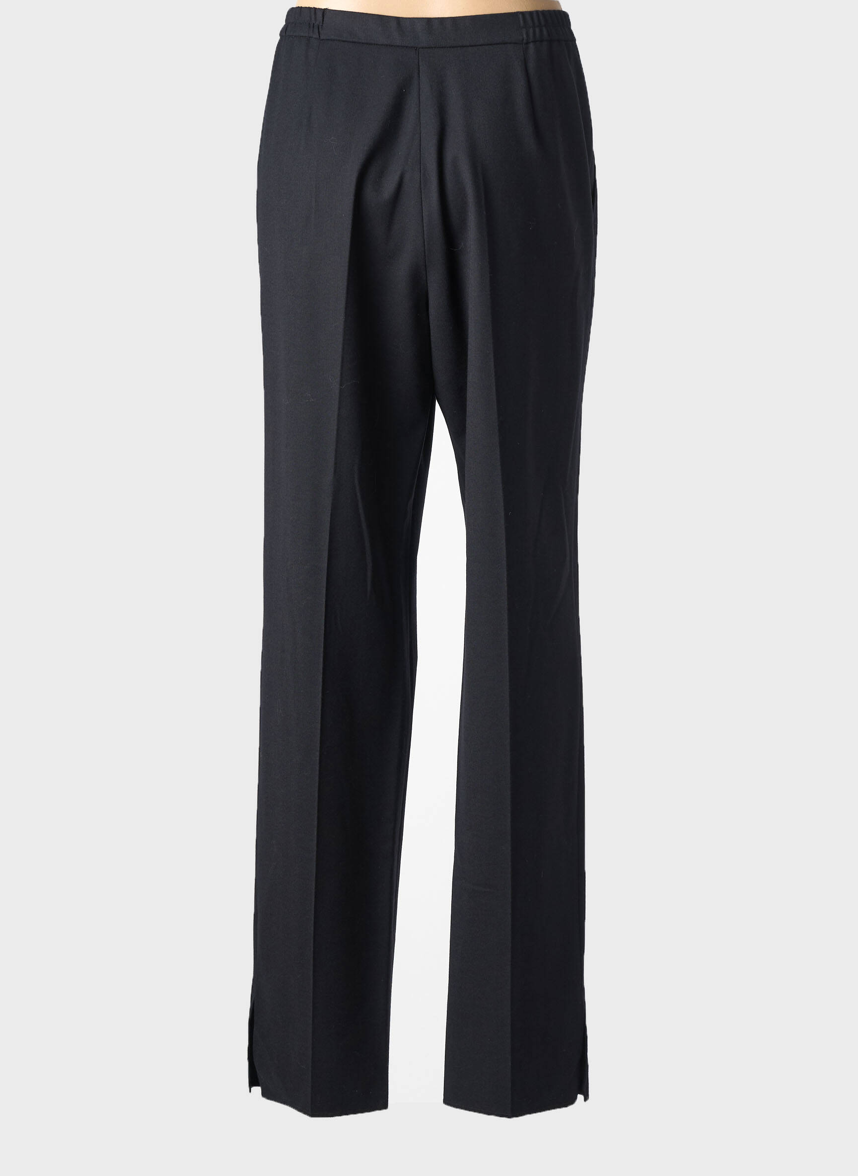 Pantalon drept talie cu cleme mărime normală negru KARTING femeie