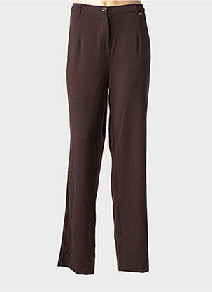 Pantalon drept țesătură crep talie înaltă maro LEWINGER femeie