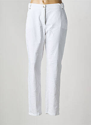 Pantalon chino țesătură poplin mărime normală alb TONI femeie