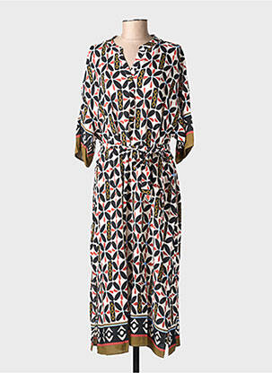 Rochie lungă imprimeu fantezie mâneci 3/4 negru SOYACONCEPT femeie
