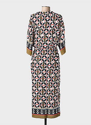 Rochie lungă imprimeu fantezie mâneci 3/4 negru SOYACONCEPT femeie