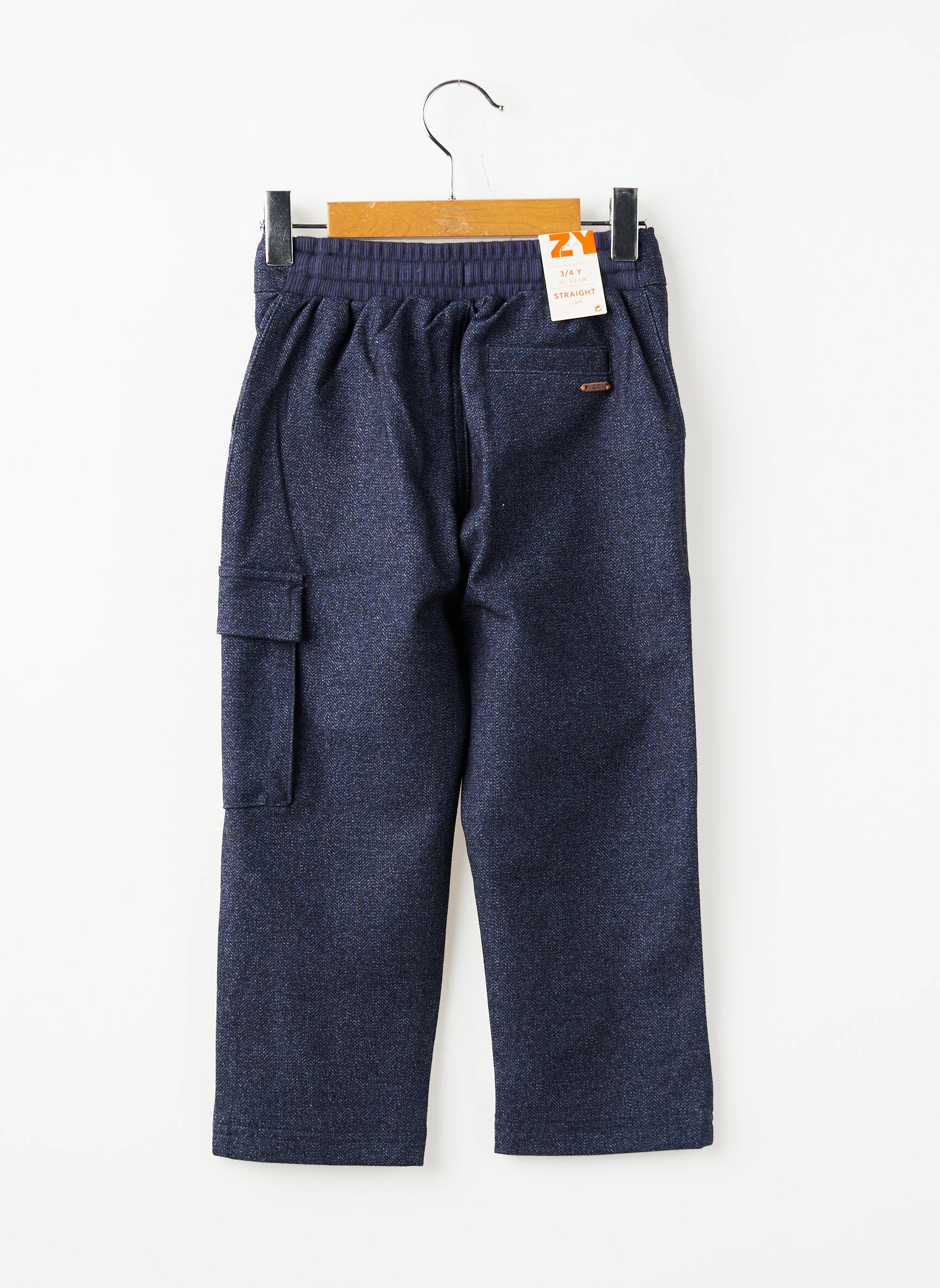 Pantalon cargo subțire talie elastică albastru ZY băiat