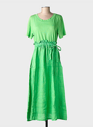 Rochie lungă mâneci scurte mâneci scurte verde GG LUXE femeie