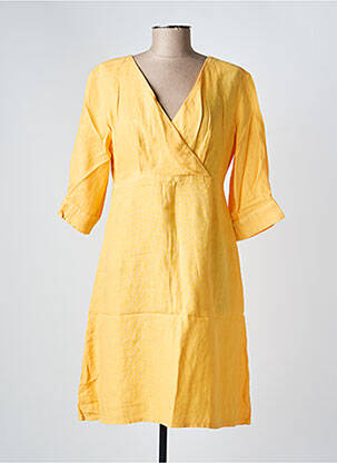 Rochie midi mâneci scurte mâneci scurte galben COUTURIST femeie