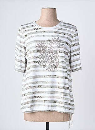 Tricou serigrafie cu strasuri mâneci scurte gri RABE femeie