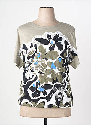 Tricou serigrafie cu strasuri mâneci scurte verde RABE femeie