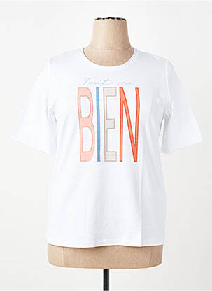 Tricou serigrafie flockată mâneci scurte alb RABE femeie