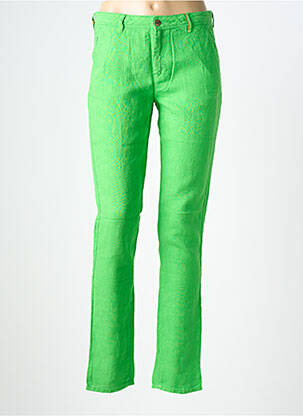 Pantalon drept închidere cu fermoar sub clapetă cu nasturi mărime normală verde COUTURIST femeie
