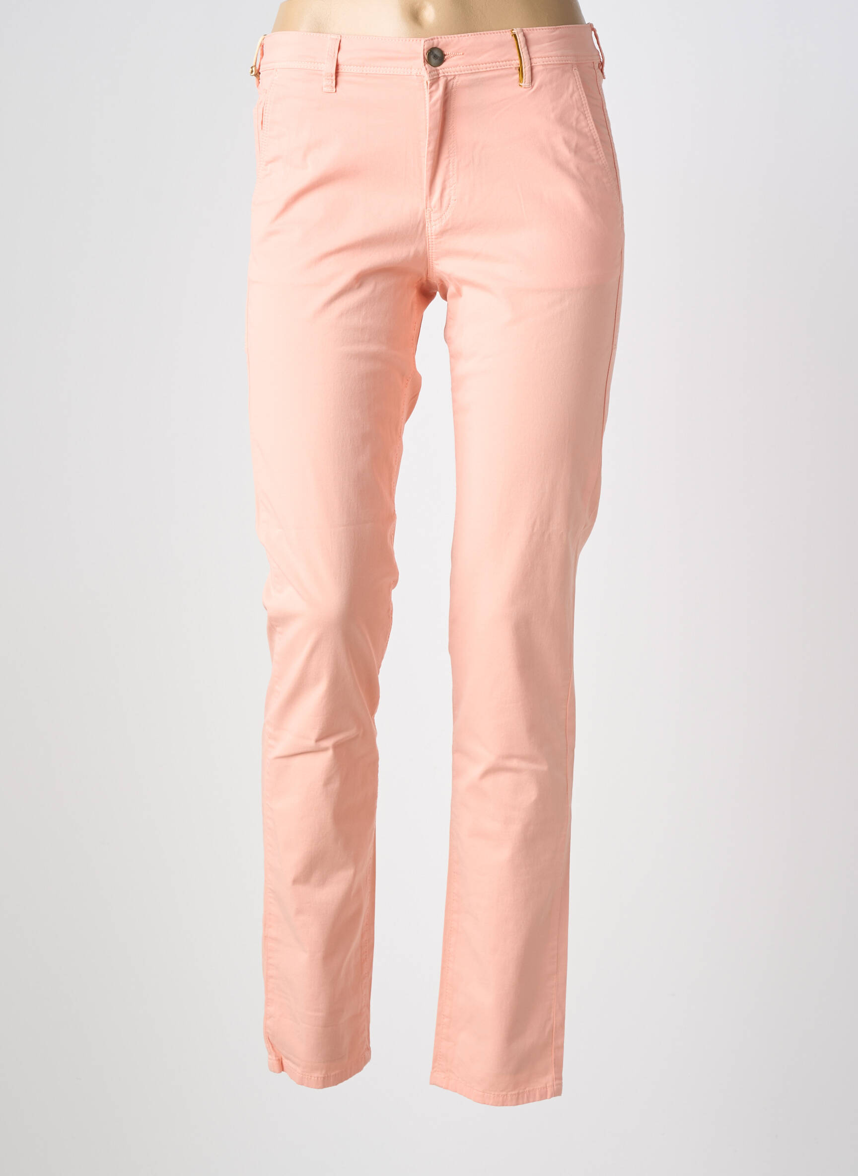 Pantalon slim țesătură poplin mărime normală roz COUTURIST femeie